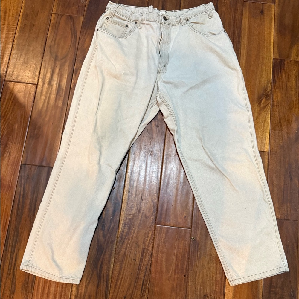 Vintage Levi’s Loose Fit Jeans W38 L29 White Made USA Gold Tab 100% Cotton